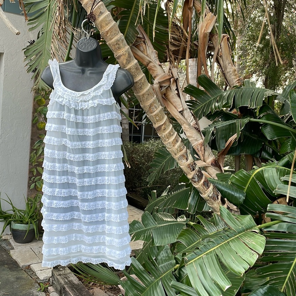 Vintage Saint Michael, sheer ruffled slip, nightgown or slip dress